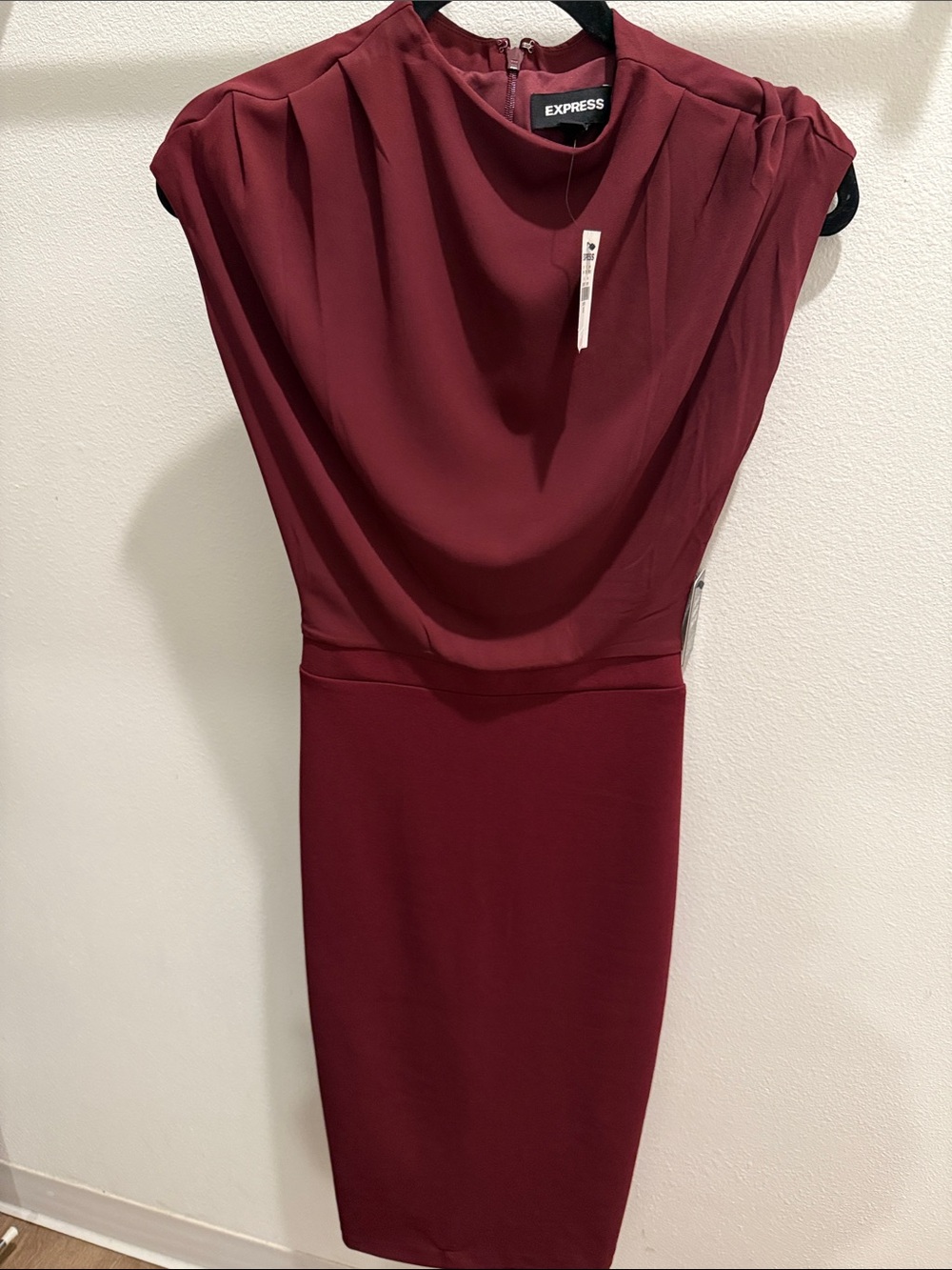 Express Wine-Red Draped Midi Dress